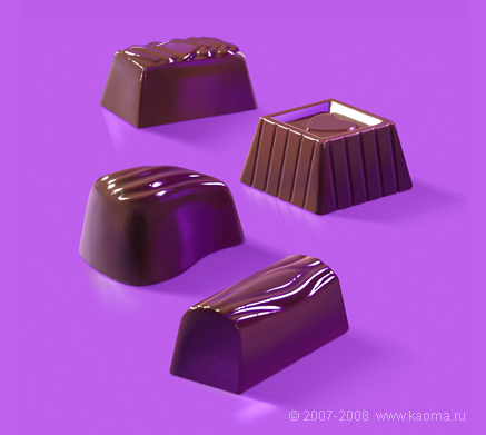 Рекламная фотография шоколадных конфет для оформления дизайна упаковки